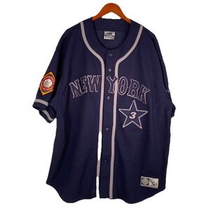 FOX SPORT Mens 3XL Navy Blue New‎ York Baseball Jersey Fist Patch Stars